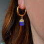 Natural Lapis Lazuli Hoop Earrings, thumbnail 3 of 10