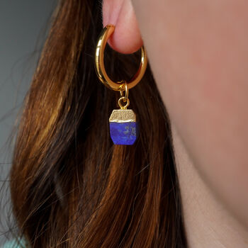 Natural Lapis Lazuli Hoop Earrings, 3 of 10