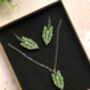 Plant Leaf Silver Plated Jewellery Letterbox Gift Set, thumbnail 3 of 12