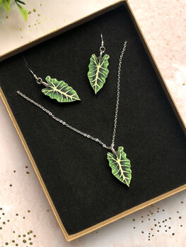 Plant Leaf Silver Plated Jewellery Letterbox Gift Set, 3 of 12