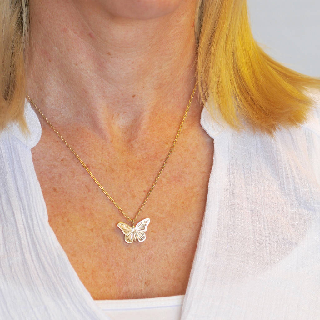 9ct Gold Butterfly Necklace By Heather Scott Jewellery