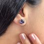 Amethyst February Birthstone Silver Stud Earrings, thumbnail 2 of 4