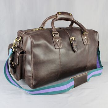 'Drake' Men's Leather Holdall In Chestnut Leather, 6 of 12