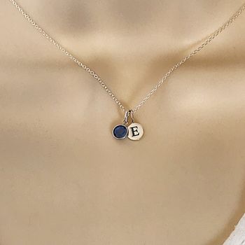 Silver Birthstone And Intial Necklace, 6 of 6