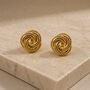 Sculpted Twist 18k Gold Plated Waterproof Stud Earrings, thumbnail 1 of 3