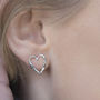 Sterling Silver Textured Open Heart Studs, thumbnail 3 of 4