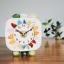 Small Clock With Bright Rainbow Coloured Petals, thumbnail 5 of 8