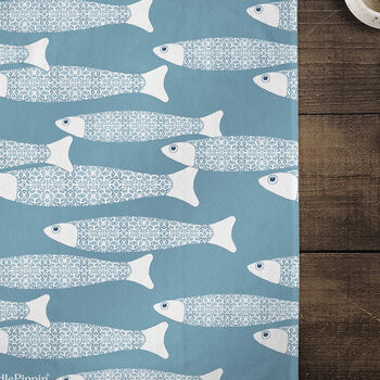 'Ocean Shoal' Grey Blue Pure Cotton Tea Towel, 5 of 12