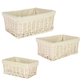 Set Of Three White Wash Wicker Storage Baskets, 2 of 5