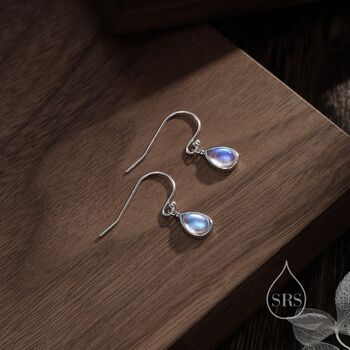 Moonstone Droplet Drop Hook Earrings, 3 of 10