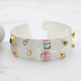 Aquamarine Blue Topaz And Apatite Gemstone Silver Cuff Bracelet, thumbnail 5 of 5