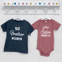 Brother Sister Matching Personalised Set Pink And Grey, thumbnail 1 of 6