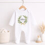 Personalised Olive Wreath Christening Baby Grow, thumbnail 2 of 7