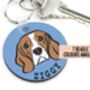 Beagle Personalised Dog Face Portrait Keychain, thumbnail 1 of 6