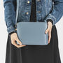 Denim Blue Structured Italian Leather Crossbody Handbag, thumbnail 2 of 11