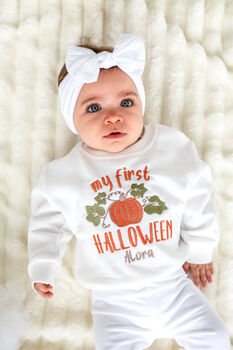 Child's 'My First Halloween' Embroidered Sweatshirt Jumper Personalised With Child's Name, 4 of 6