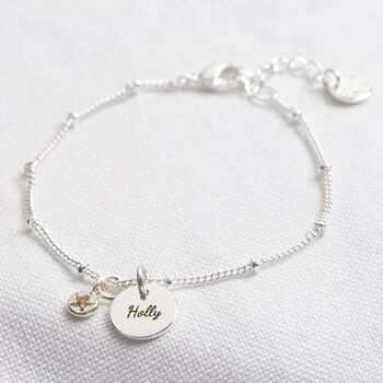 Personalised Name Family Birthstone Charm Bracelet, 4 of 10