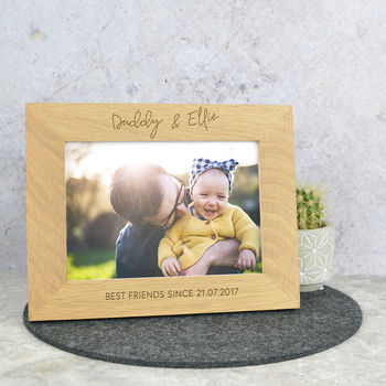 Daddy And Me Personalised Solid Oak Photo Frame, 2 of 3