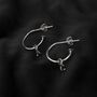 Open Hoop Stud Earrings With Alphabet Charms In Silver, thumbnail 4 of 7