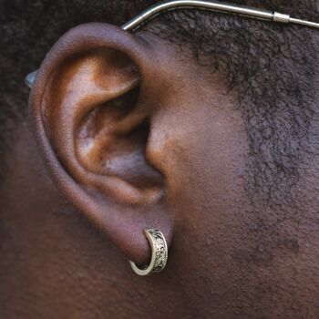 Mens Hoop Earring Steel Vintage Huggie Earring, 8 of 8