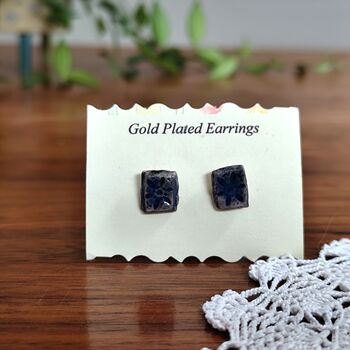 Handmade Ceramic Earrings Studs Gold Plated Findings, 4 of 11