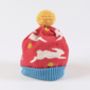 Rabbit Lambswool Knitted Bobble Hat Bright Colours, thumbnail 6 of 12