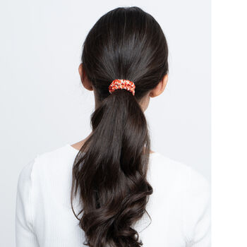 100% Silk Skinny Scrunchie Ditsy Red, 2 of 3