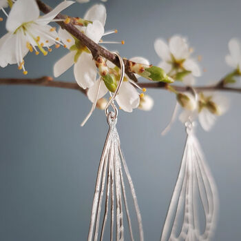 'Gossamer Naiad' Ethical Hand Beaten Steel Earrings, 5 of 7