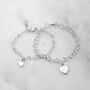 Mother And Daughter Silver Heart Link Bracelets, thumbnail 1 of 2