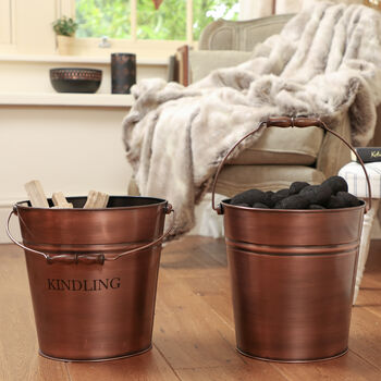 Antique Copper Fireside Bucket Collection, 2 of 6