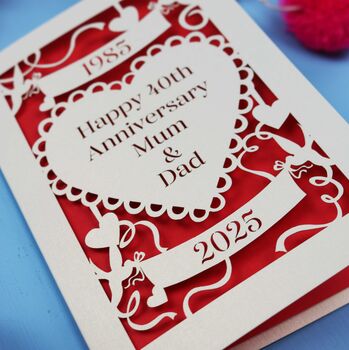 Personalised Papercut Ruby Wedding Anniversary Card, 4 of 4