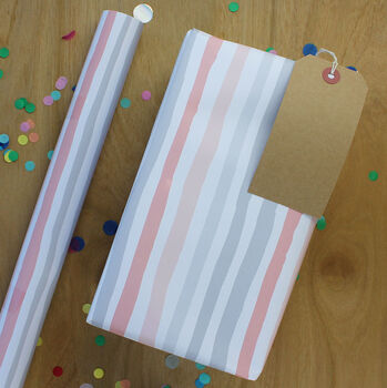 Striped Wrapping Paper Pack Of Two With Tags, 2 of 2