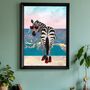 Summer Print Zebra Heart Heels On Beach Scene, thumbnail 1 of 5