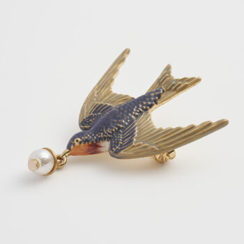 Swallow And Pearl Brooch, 5 of 8