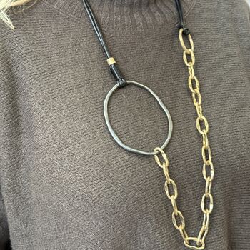 Faux Leather Statement Necklace, 2 of 6