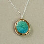 Emerald Turquoise Lagoon Oval Sterling Silver Pendant, thumbnail 2 of 5