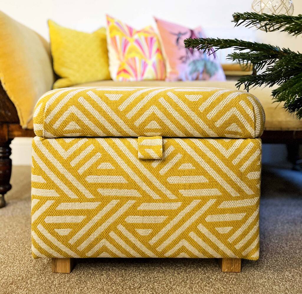 Footstool With Storage In Linwood Pampas Saffron
