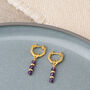 Linear Huggie Amethyst February Birthstone Earrings, thumbnail 3 of 7