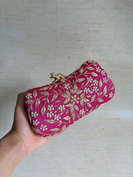 Hot Pink Frog Clasp Clutch, 6 of 12