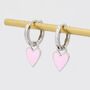 Dangling Enamel Heart Earrings In Sterling Silver, thumbnail 6 of 12