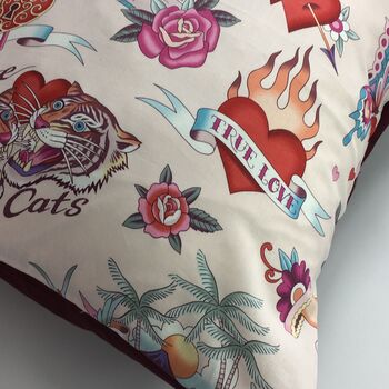 Mexican Tattoo Pink Cushion Cover, 6 of 8