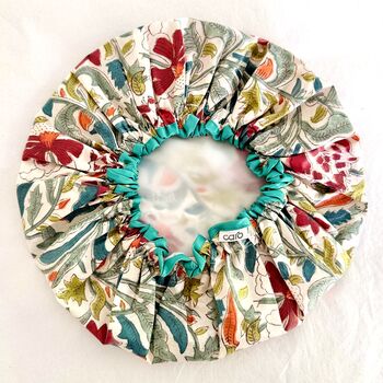 Waterproof Shower Cap In Wild Meadow Print, 3 of 3