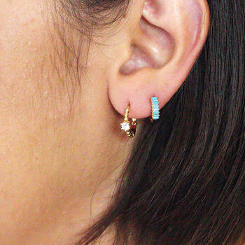 Cubic Zirconia Sterling Silver Hoop Earrings, 4 of 6