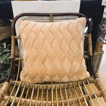 Freya Woven Lattice Velvet Cushion, 2 of 6
