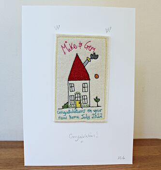 New Home Card, Embroidered, Personalised, 10 of 12