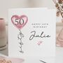 Personalised 50th Birthday Card For Her Pink Balloon, thumbnail 1 of 7