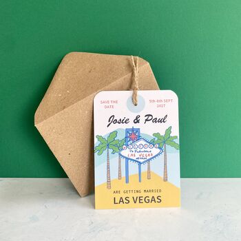 Las Vegas Illustration Save The Date Luggage Tag, 2 of 7