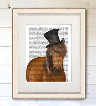 Horse Top Hat Book Print, Framed Or Unframed, 3 of 5