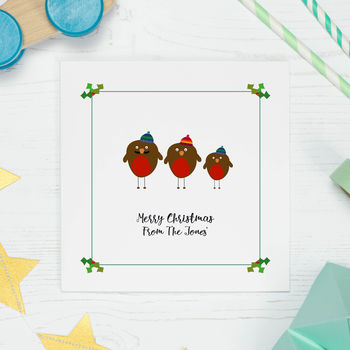 Robin Family Personalised Christmas Cards, 2 of 6