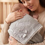 Personalised Grey Knitted Sherpa Baby Blanket With Bow, thumbnail 2 of 10